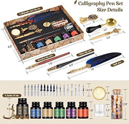 Hethrone Feather Pen Fountain Dip Pen and Ink Set Gift Calligraphy