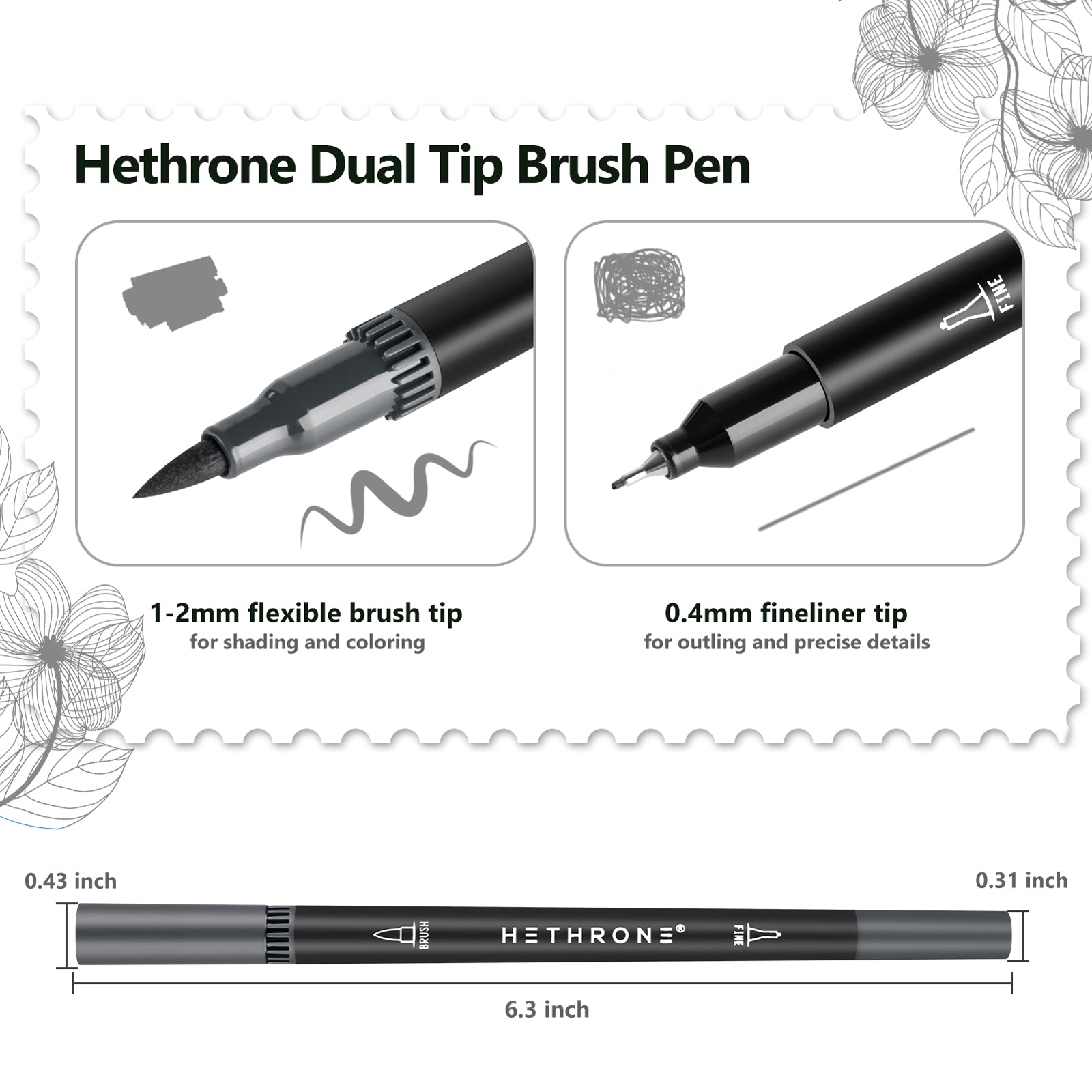 Swatch Form: Hethrone Dual Tip Brush Pens 100pc. 