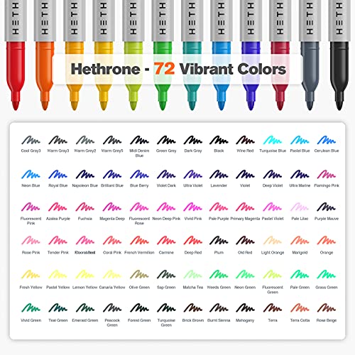 Hethrone Markers for Adult Coloring - 100 Colors Dual Tip Brush Pens Art  Markers