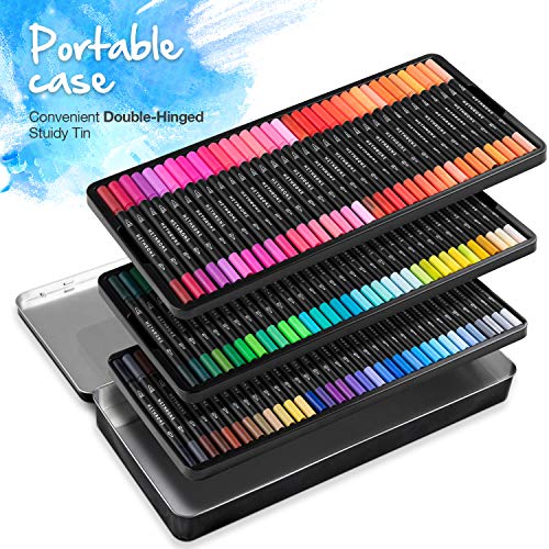 Dual Brush Pens Markers 100 Colors Art Marker Brush & Fine Tip Art Coloring  Markers for Kids Adult Coloring Book Art Supplies