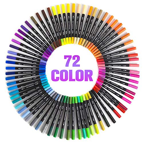 HETHRONE 72 Colors Dual Tip Brush Markers, Calligraphy Markers and Fine Tip  Markers for Coloring Books, Adult & Kids Journal Writing and Calligraphy  Drawing (Color: 72 Colors)